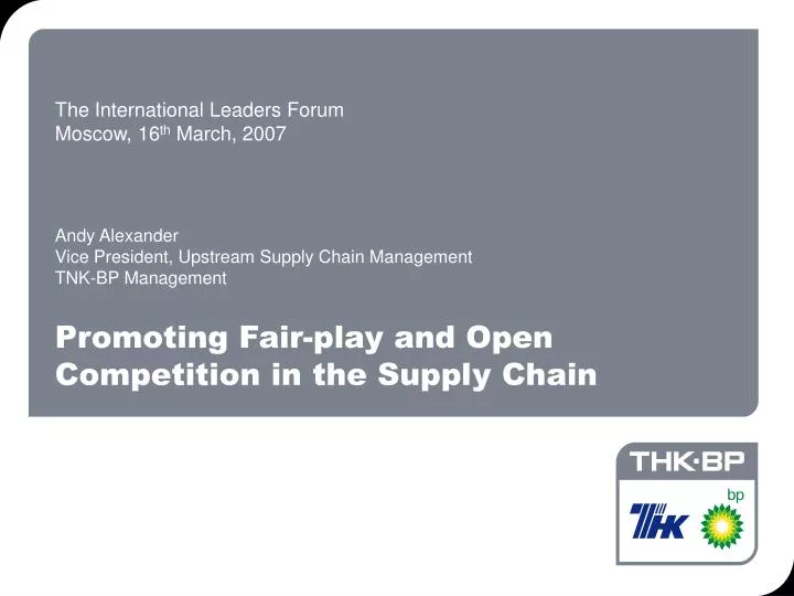 promoting fair play and open competition in the supply chain