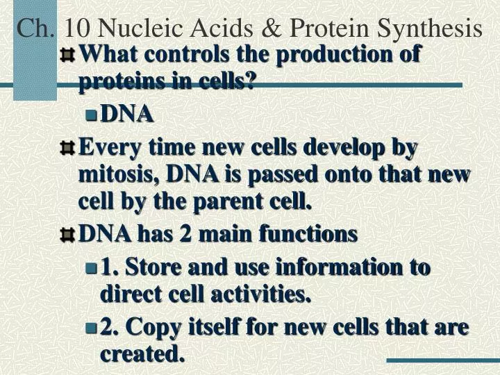 ch 10 nucleic acids protein synthesis