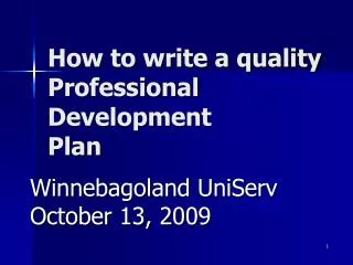 How to write a quality Professional Development Plan