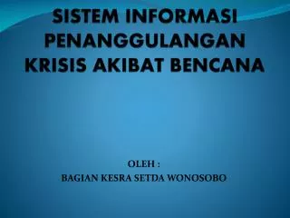 sistem informasi penanggulangan krisis akibat bencana