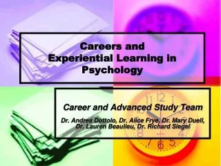 Careers and Experiential Learning in Psychology