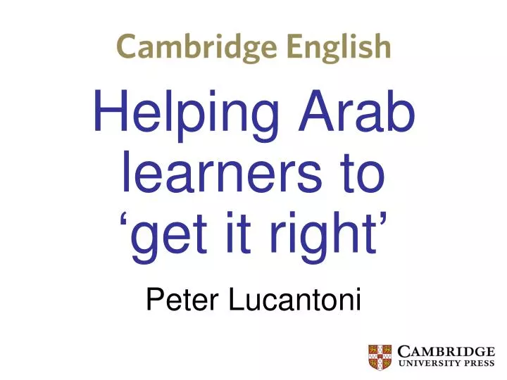 helping arab learners to get it right