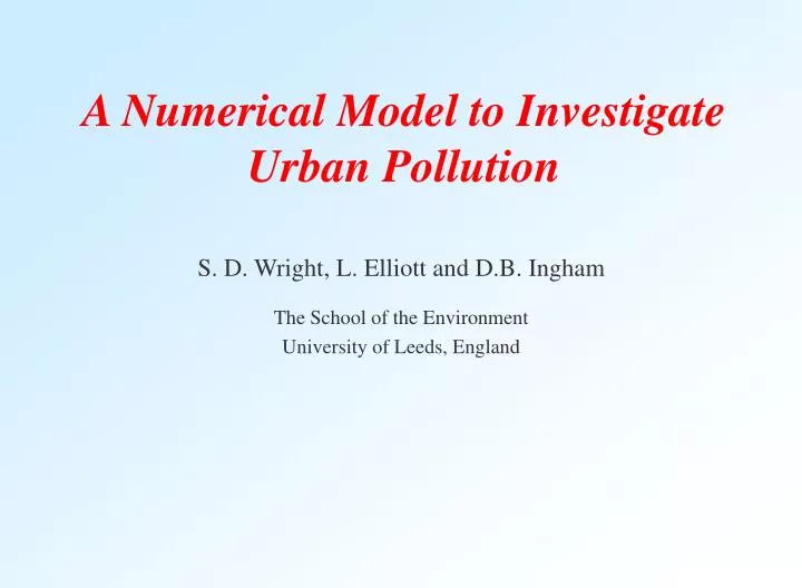 a numerical model to investigate urban pollution