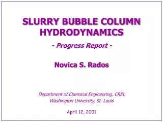 SLURRY BUBBLE COLUMN HYDRODYNAMICS