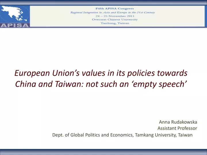 european union s values in its policies towards china and taiwan not such an empty speech
