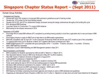 Singapore Chapter Status Report – (Sept 2011) ‏