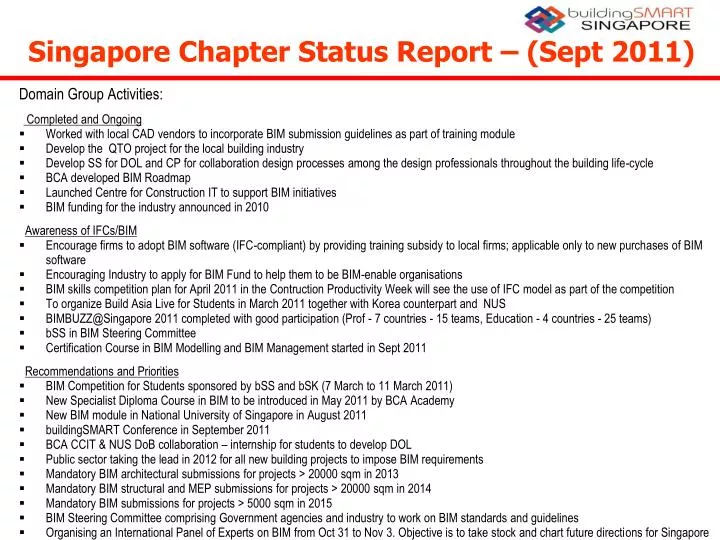 singapore chapter status report sept 2011