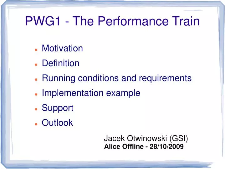 pwg1 the performance train