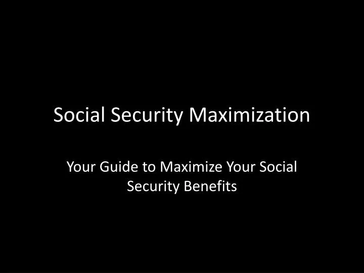 social security maximization