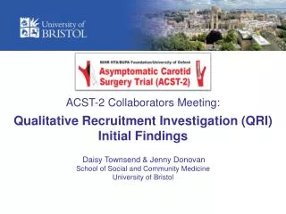 ACST-2 Collaborators Meeting: Qualitative Recruitment Investigation (QRI) Initial Findings