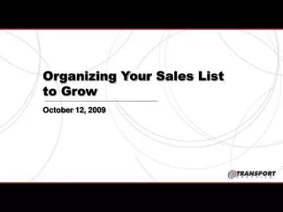 Organizing You r Sales List to Grow