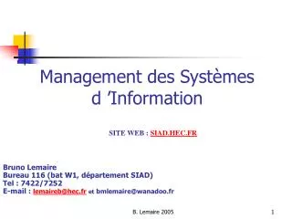 management des syst mes d information