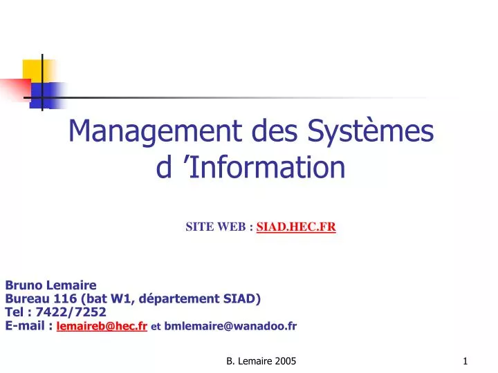 management des syst mes d information