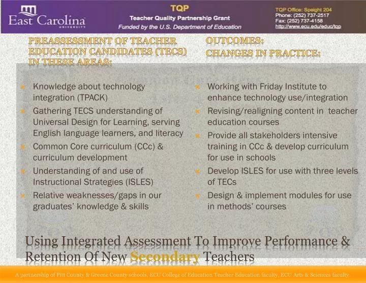 using integrated assessment to improve performance retention of new secondary teachers