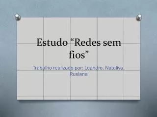 estudo redes sem fios