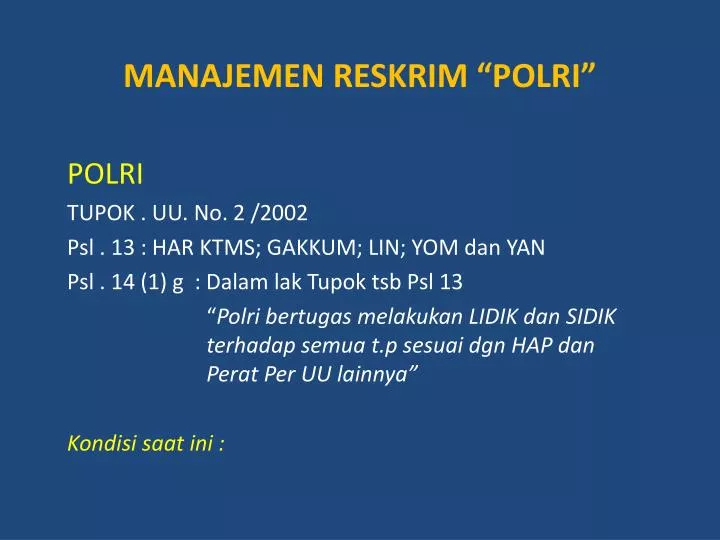 manajemen reskrim polri