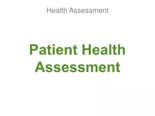 Patient Health Assessment
