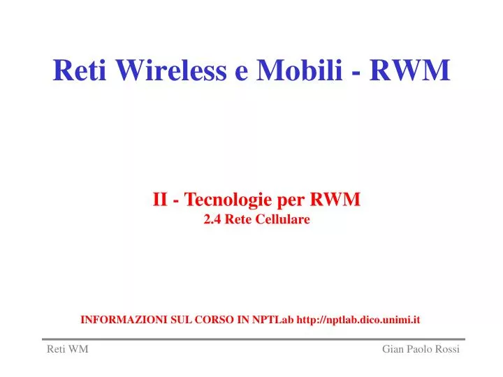 reti wireless e mobili rwm