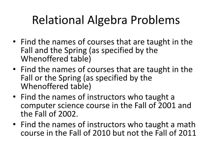 relational algebra problems