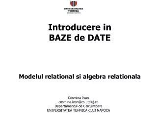 introducere in baze de date modelul relational si algebra relationala