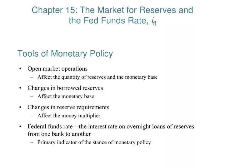 tools of monetary policy