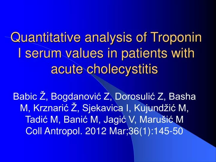quantitative analysis of troponin i serum values in patients with acute cholecystitis