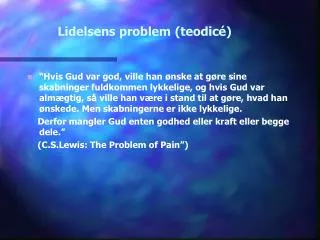 lidelsens problem teodic