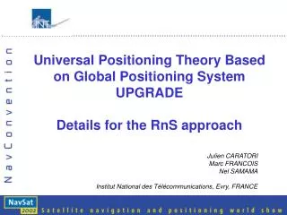 Universal Positioning Theory Based on Global Positioning System UPGRADE