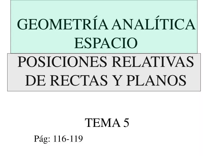 geometr a anal tica espacio posiciones relativas de rectas y planos