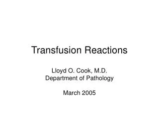 Transfusion Reactions