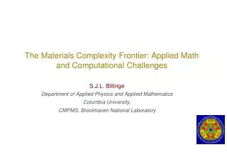 The Materials Complexity Frontier: Applied Math and Computational Challenges