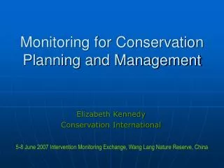 Monitoring for Conservation Planning and Management