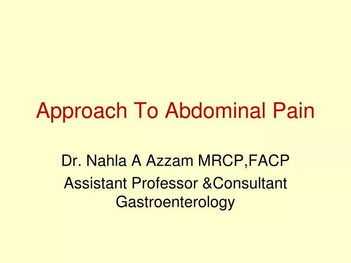 approach to abdominal pain
