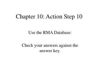 Chapter 10: Action Step 10