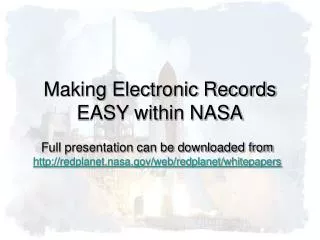 Making Electronic Records EASY within NASA