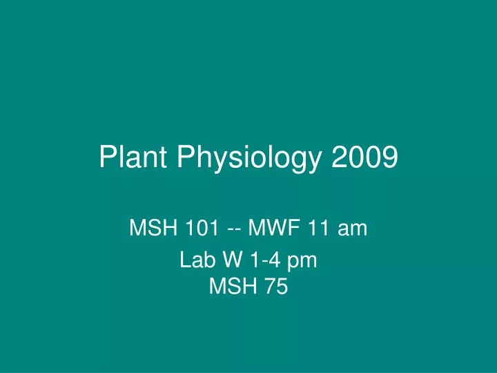 plant physiology 2009