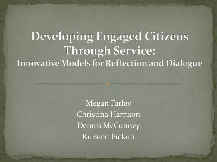 developing engaged citizens through service innovative models for reflection and dialogue