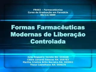 formas farmac uticas modernas de libera o controlada