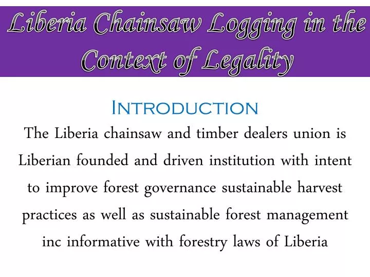 liberia chainsaw logging in the context of legality