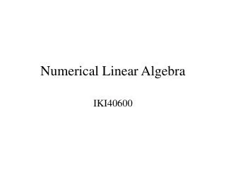 Numerical Linear Algebra