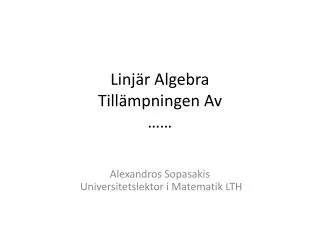 linj r algebra till mpningen av