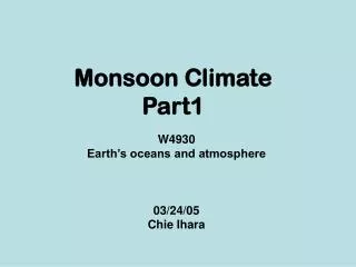 Monsoon Climate Part1