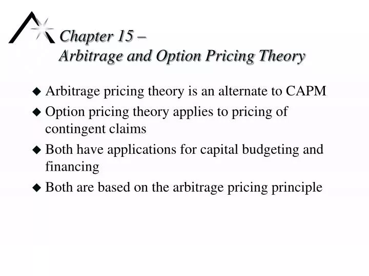 chapter 15 arbitrage and option pricing theory