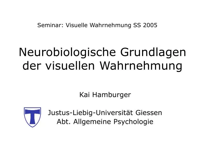 neurobiologische grundlagen der visuellen wahrnehmung