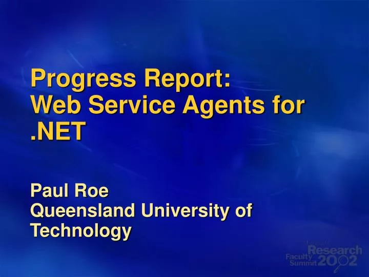progress report web service agents for net