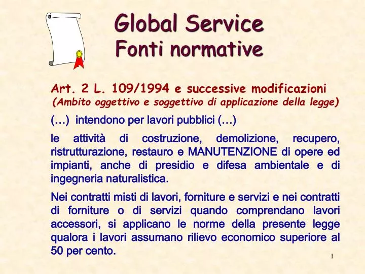 global service fonti normative