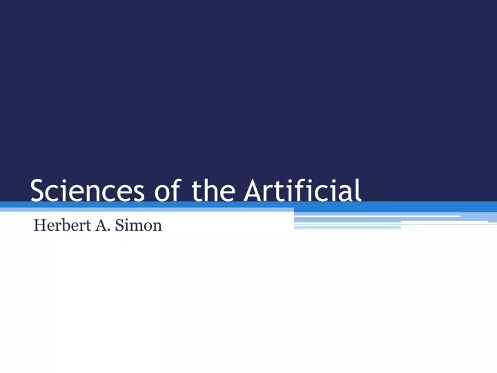 sciences of the artificial