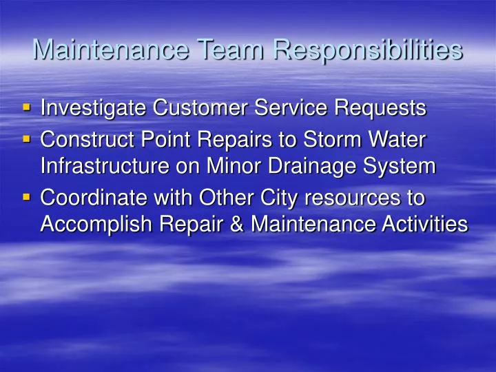 maintenance team responsibilities