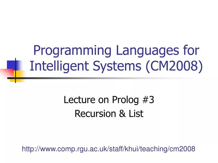 programming languages for intelligent systems cm2008