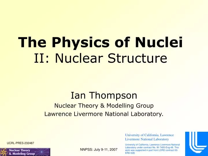 the physics of nuclei ii nuclear structure